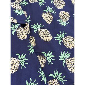 4 yds x 60” rayon fabric navy blue yellow pineapples tropical flowy Sewing